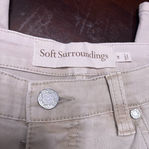 Soft Surroundings The Ultimate Straight Cropped Jeans Light Beige Size 14 - Picture 5 of 6